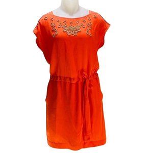 ALI RA  Anthropologie Dress Women's Size 6 Silk Casual Blouson Orange